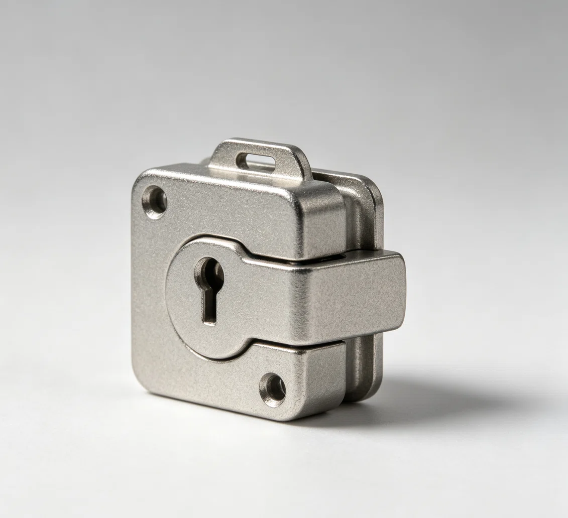 Square latch for luggage and bags